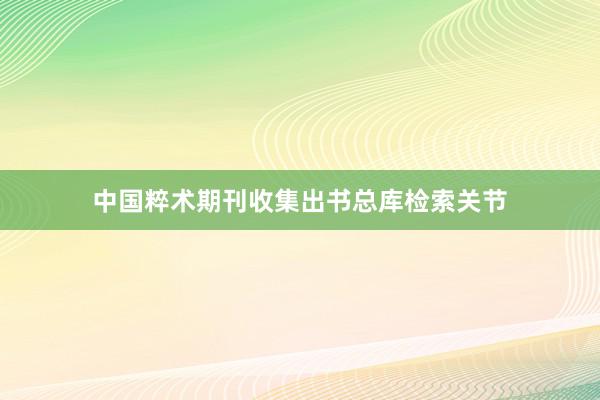 中国粹术期刊收集出书总库检索关节